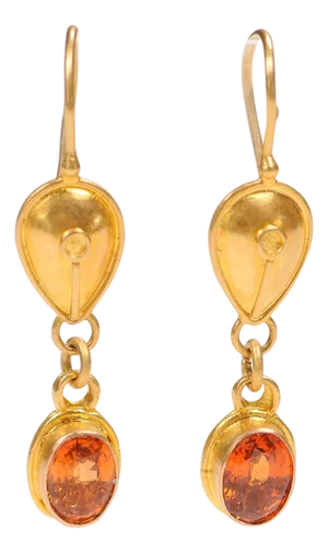 Pair of 22k Gold Garnet Earrings