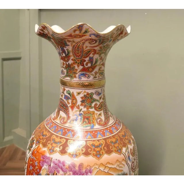 1990s Tall Ceramic Satsuma Vase, 1990s For Sale - Image 5 of 8