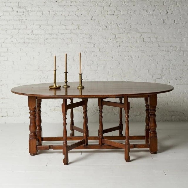 Wood 1960s Belgian Oak Gate-Leg Table For Sale - Image 7 of 9