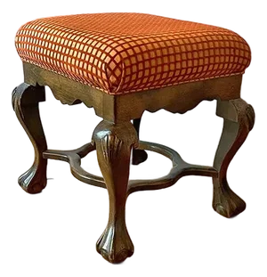 Upholstered Wood Stool With Ball and Claw Legs