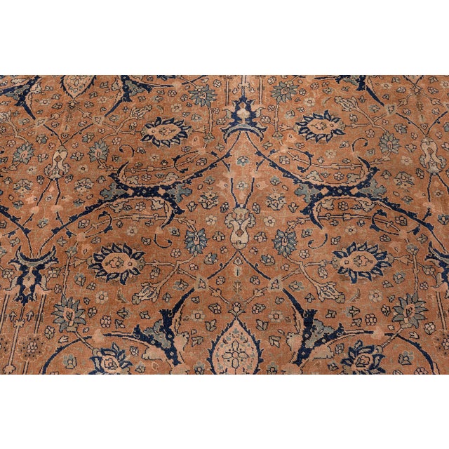Brown Antique Persian Tabriz Camel Handmade Wool Rug For Sale - Image 8 of 8