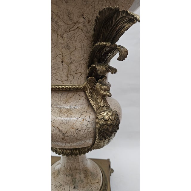 1970s Decorative Crafts Inc. Crackle Glaze With Bronze Vase For Sale - Image 10 of 18