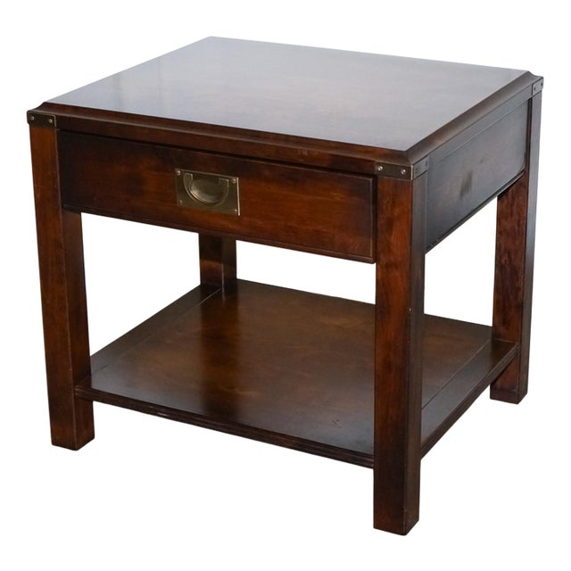 Vintage Military Campaign Mahogany and Brass Nightstand For Sale