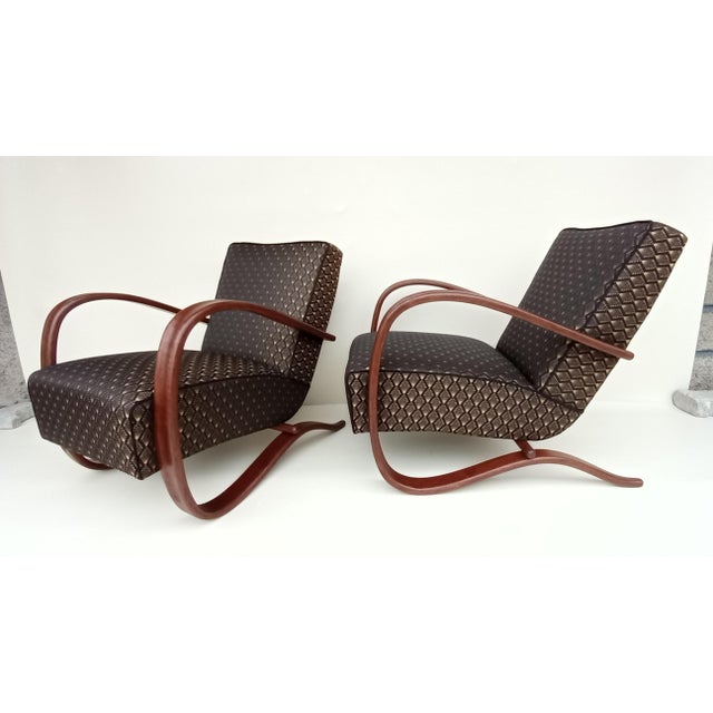 Beautiful, iconic H-269 armchairs from the famous designer Jindřich Halabala. This model is also exhibited at the Museum...