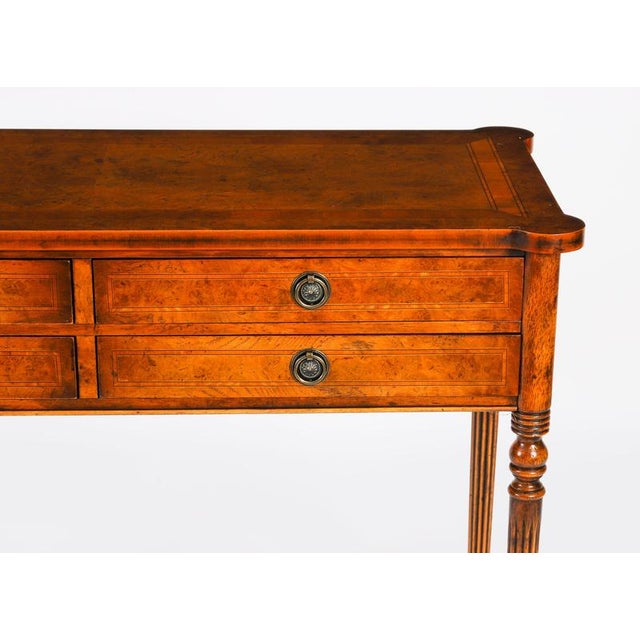 Vintage English Bur Walnut Console Table, 1950s For Sale - Image 6 of 18
