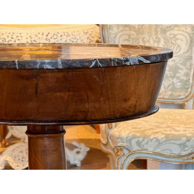 19th Century French Walnut Table With Marble Top For Sale - Image 9 of 10