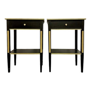 Russian Neoclassical Style, Hollywood Regency, Nightstands, Painted Wood, Bronze For Sale