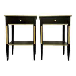 Russian Neoclassical Style, Hollywood Regency, Nightstands, Painted Wood, Bronze