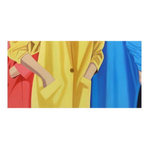 Blue, Yellow, and Salmon - Colorful Contemporary Figurative Fashion Oil Original Artwork by Darwin Estacio Martinez