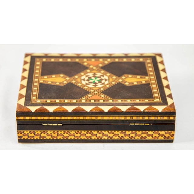 Moorish Spain Inlaid Marquetry Mosaic Box 1950's For Sale - Image 9 of 12