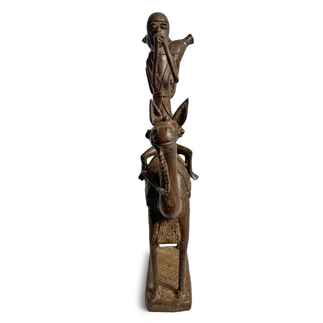 Tribal Old Vintage African Bronze Dogon Camel Rider Sculpture Mali For Sale - Image 3 of 11