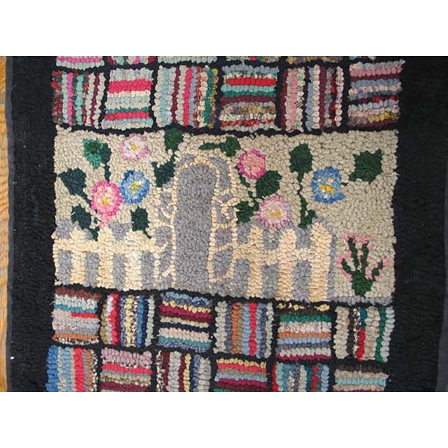 1930s Multicolor Scene Pictorial Folk Art American Hooked Rug Runner 2' X 19' Handknotted Wool Carpet For Sale - Image 14 of 14