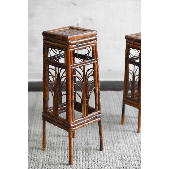 Dark Wicker Plant Stands, Set of 2 For Sale - Image 3 of 6