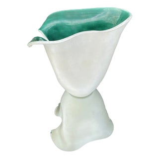 Green and White Vase from Elchinger, 1950s For Sale