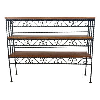 Vintage Wrought Iron Scroll Shelf, Handmade Studio Piece, Spanish Revival Style For Sale