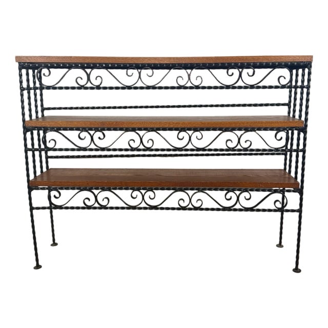 Vintage Wrought Iron Scroll Shelf, Handmade Studio Piece, Spanish Revival Style For Sale