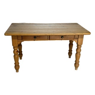 Antique Pine Desk / Table With Two Drawers From England For Sale