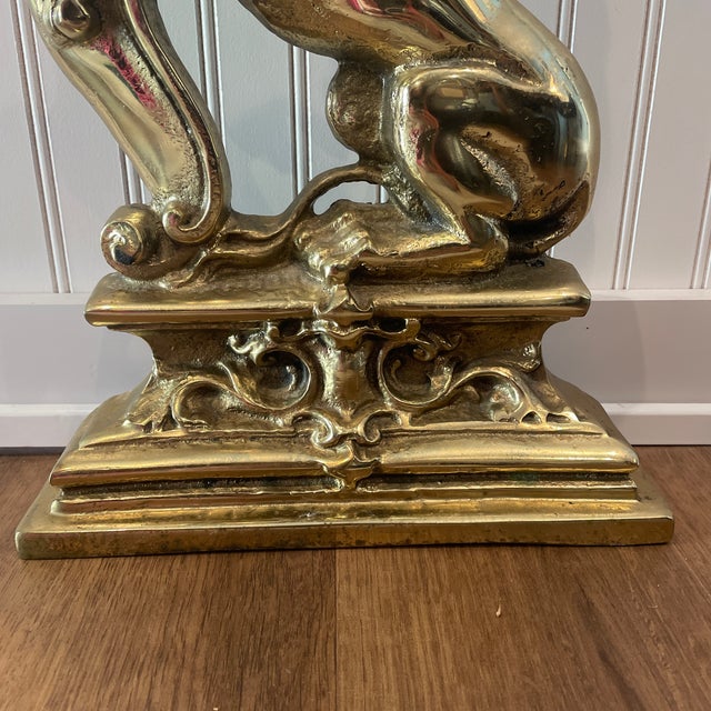 Traditional 1980s Brass Lion Doorstop For Sale - Image 3 of 7