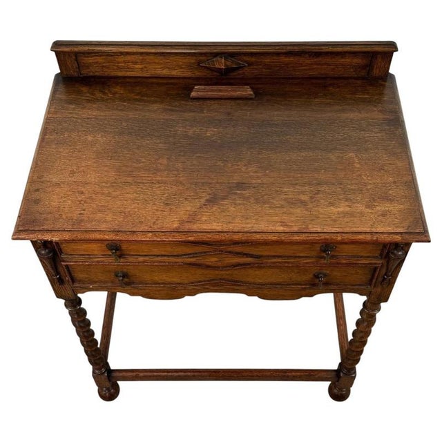 2000 - 2009 Early 20th Century Antique English Jacobean Revival Oak Side Table For Sale - Image 5 of 12