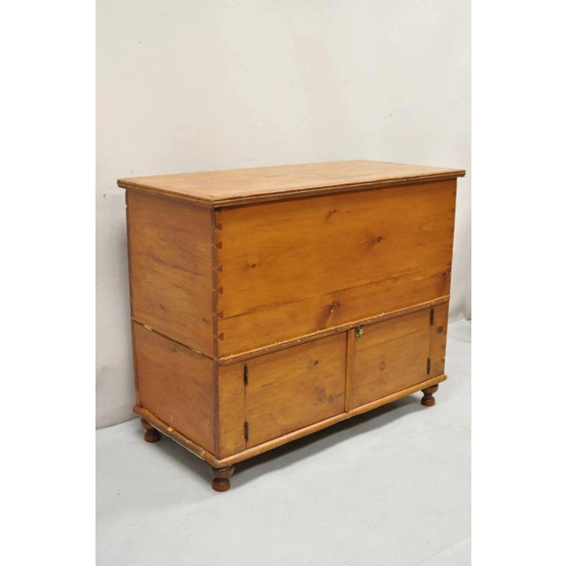 French Country 19th C. French Country Primitive Pine Wood 2 Tier Dovetailed Farmhouse Dough Box For Sale - Image 3 of 12