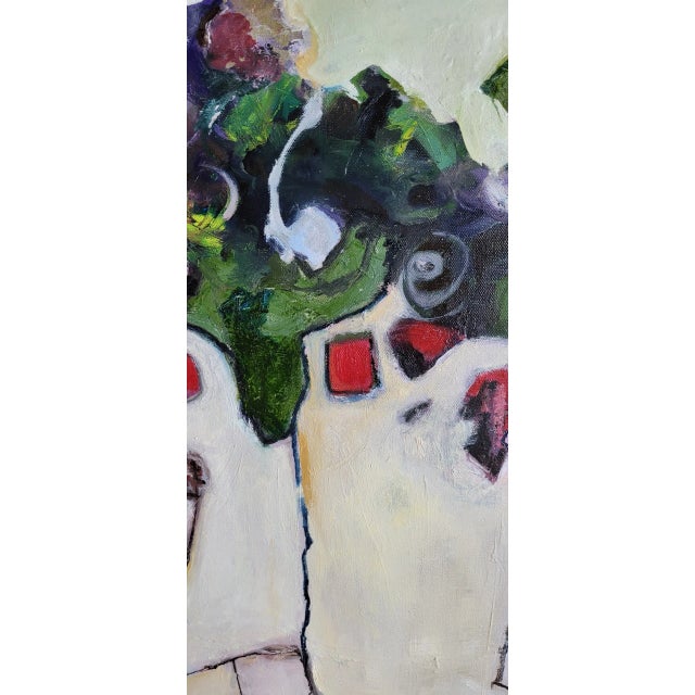 This abstract expressionist oil painting measures 24 x 24 inches and was created in 2022 by Lynn Christian.