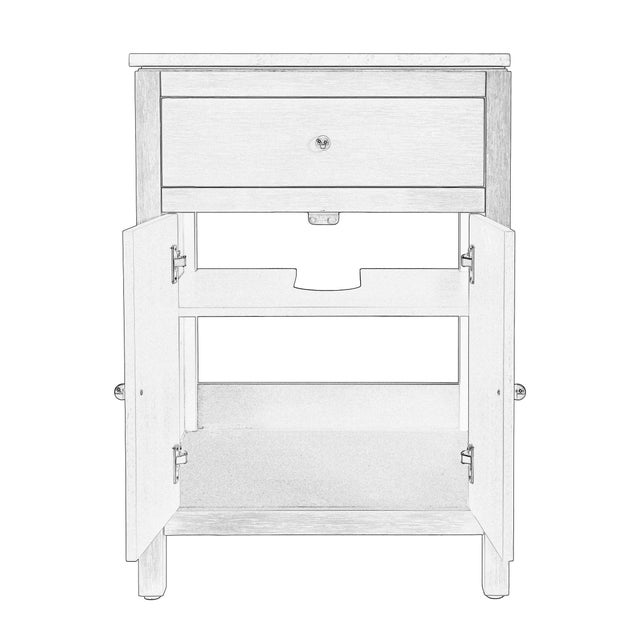 Nora 24 in. W Rectangular Wood & Marble Bathroom Vanity with Storage, Light Oak For Sale In Chicago - Image 6 of 11