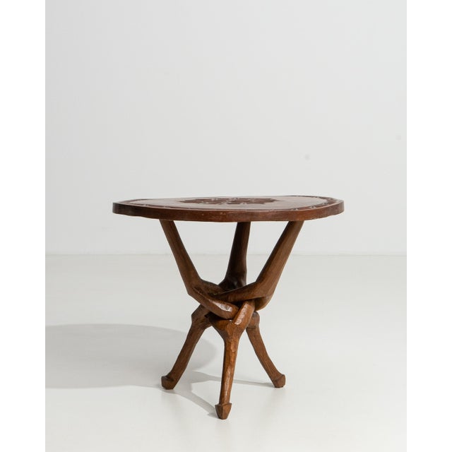 20th Century African Carved Wood Coffee Table with Base For Sale - Image 10 of 13