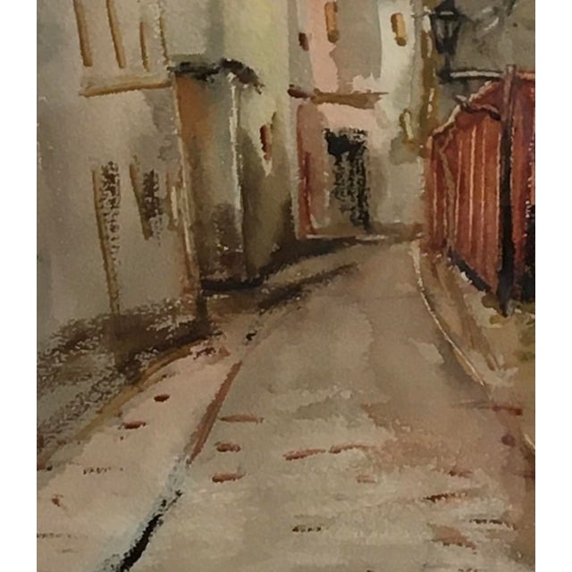 Luigi Corbellini, Rue Norvin et vue sur la Basilique du Sacré Coeur, Montmartre, Watercolor on Paper, Framed For Sale - Image 4 of 9