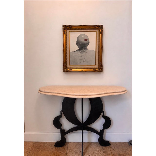 Max Jacob Schacknow 1987 Pencil on Canvas Drawing in Gilt Frame, 22” x 25” Description: Original 1987 pencil on canvas...