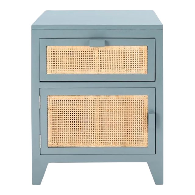 Safavieh Devon 1 Drawer 1 Door Nightstand - Blue Grey/Natural For Sale