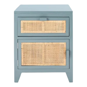 Safavieh Devon 1 Drawer 1 Door Nightstand - Blue Grey/Natural