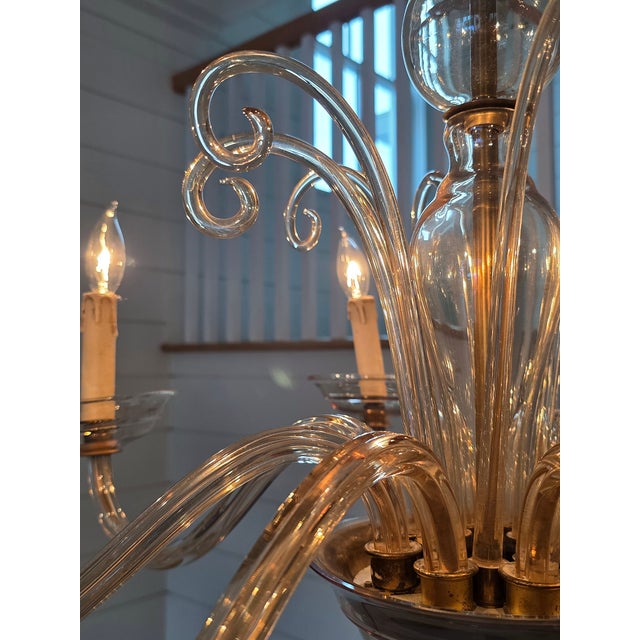 Modern 8 Light Murano Chandelier For Sale - Image 3 of 7