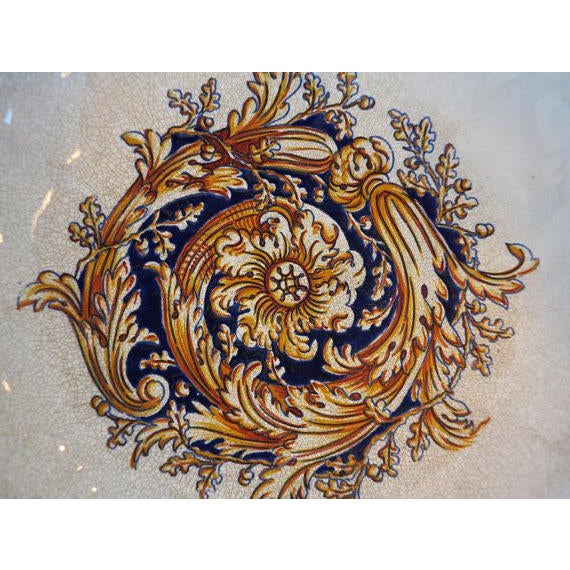 1865 Antique Gien French Renaissance Revival Faience Earthenware Scalloped Bowl For Sale - Image 9 of 10