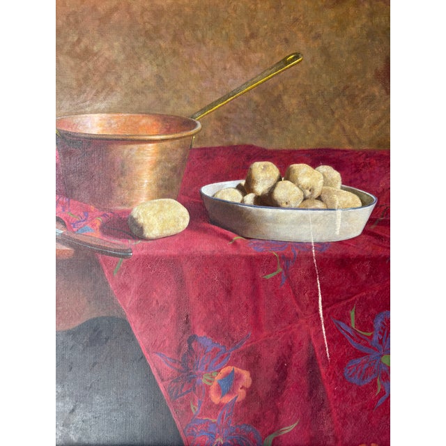 Mid-Century Modern 1960s John Bazadona Still Life Oil on Canvas Painting, Signed & Framed For Sale - Image 3 of 12