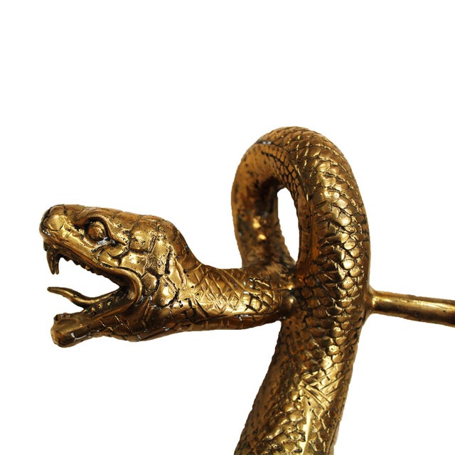 French Handcrafted Brass Snake Door Pull Handles, 1960s, Set of 2 For Sale - Image 4 of 9