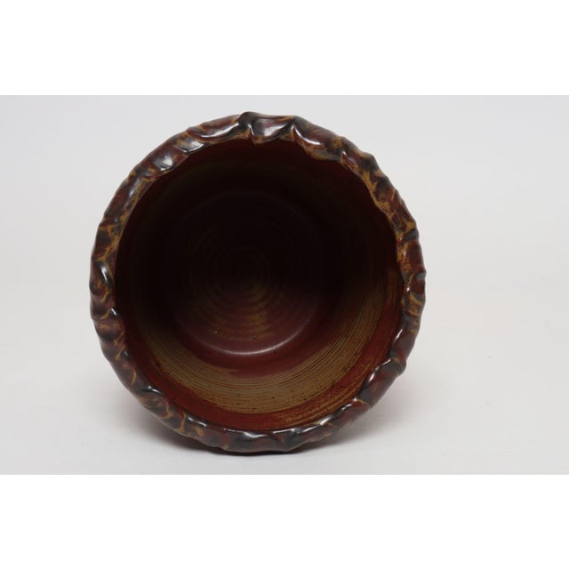 Vintage Red, Ochre and Slate Studio Ceramic Planter by Deanna Nichols For Sale - Image 4 of 18