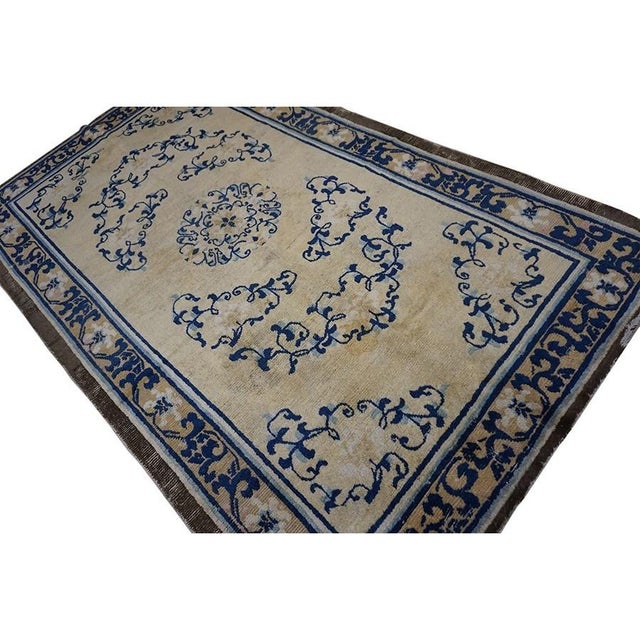 Beige 1700s Beige Field Medallion Qing Style Antique Chinese Ningxia Small Rug For Sale - Image 8 of 10
