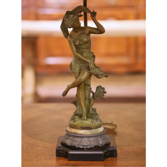 French 19th Century French Spelter Figural Lamp “Coup De Soleil” Signed Ferrand For Sale - Image 3 of 13