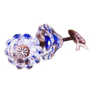 Vintage Blue Glass Doorknobs, Set of 2 For Sale