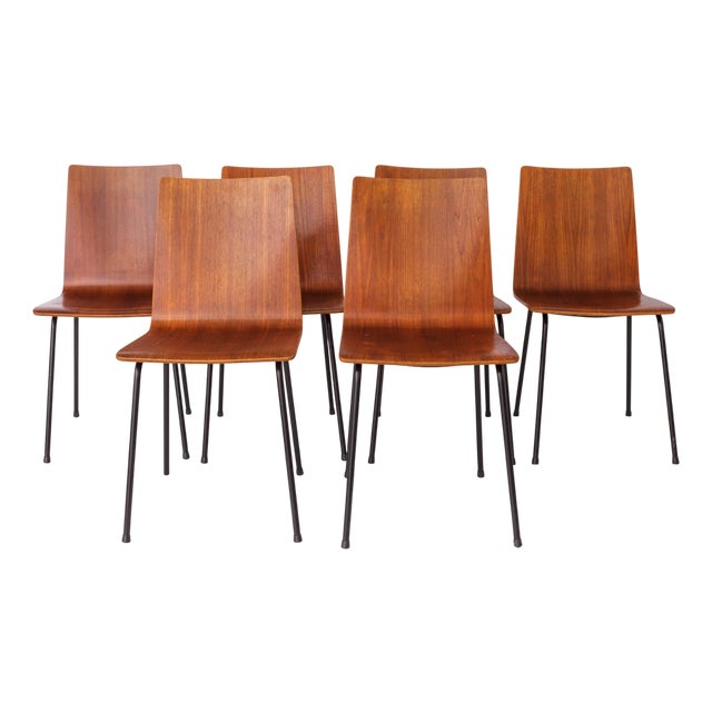 German Plywood Chairs, 1960s, Set of 6 For Sale