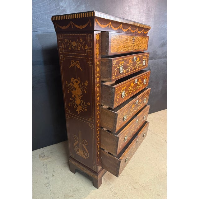 Tall 18th Century Dutch Marquetry Chest of Drawers For Sale - Image 10 of 17