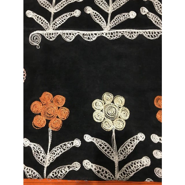 Vintage SUZANI - 1950'S Velvet SUZANI FABRIC - Table Cover - Wall Hanging - Bedspread Velvet Bedspread * size is 13.1 FEET...