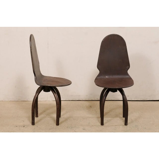 Vintage Mid Century Spanish Iron Swivel Chairs on Spider-Style Legs - a Pair For Sale - Image 10 of 11