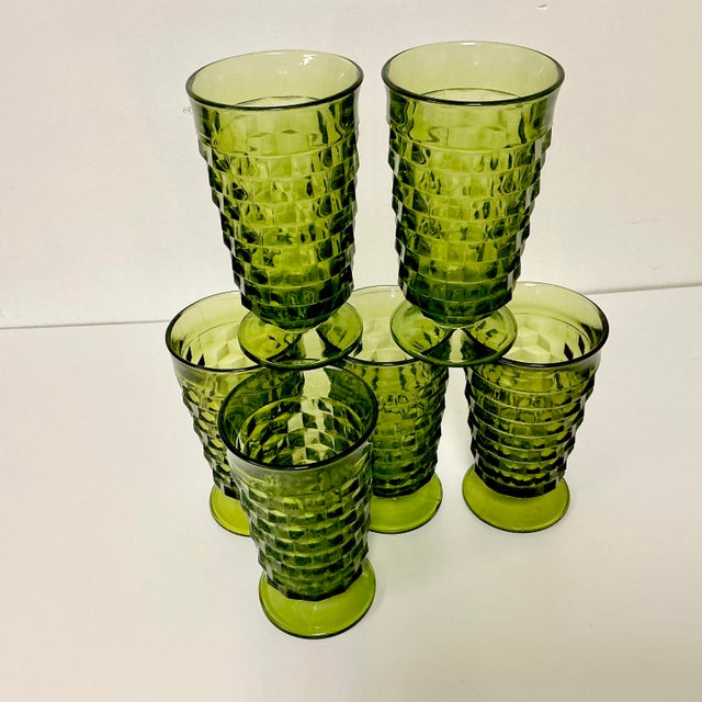 1960s Vintage Boho Chic Americana Indiana Glass Whitehall Pitcher & Glassware Set - 17 Pieces For Sale - Image 10 of 17