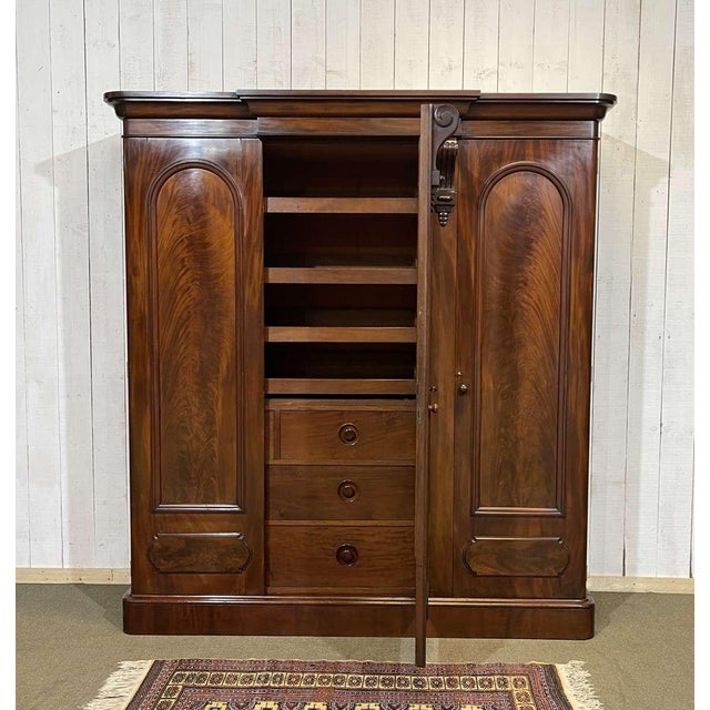 19th Century Victorian Mahogany Wardrobe For Sale - Image 5 of 18