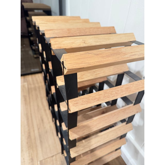 Late 20th Century Modern Wood & Metal Grid Wine Rack | Holds 30 Bottles For Sale - Image 4 of 8