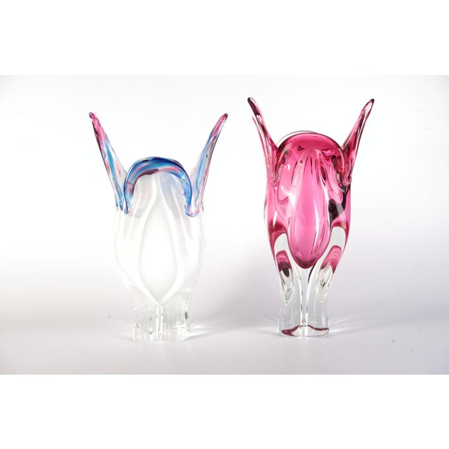 1970s Czech Glass Vase by Josef Hospodka for Sklarny Chribska, 1970s, Set of 2 For Sale - Image 5 of 14