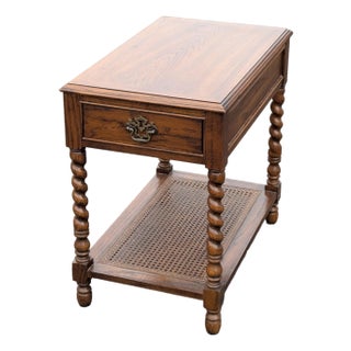 Vintage Thomasville Barley Twist Single Drawer End Table For Sale