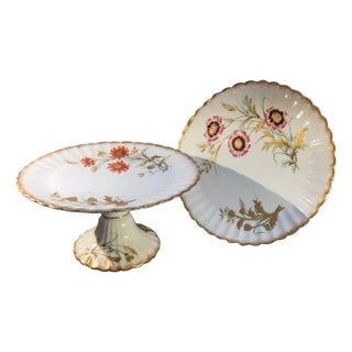 19th Century English Hand Painted Compotes - a Pair For Sale