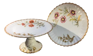 19th Century English Hand Painted Compotes - a Pair